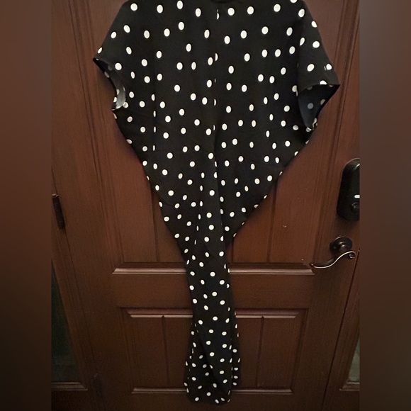 Ann Taylor Black Asymmetrical Polka Dot Dress - Picture 2 of 5